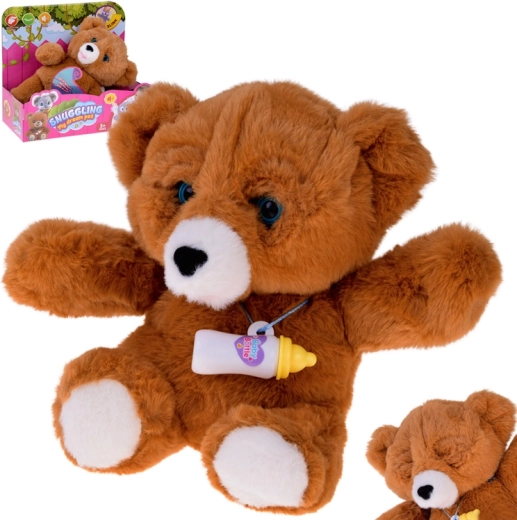 Osito de peluche interactivo con biberón: se ríe, llora y cierra los ojos