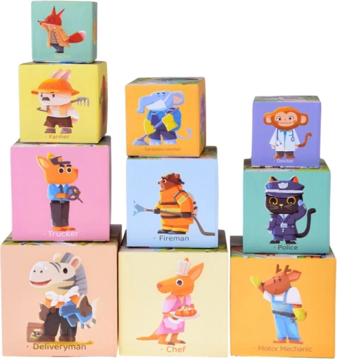 Animales con profesiones y vehículos para desarrollar la imaginación