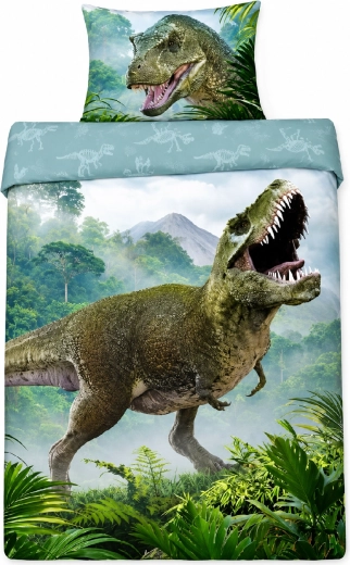 Ropa de cama de algodón FARO T-Rex en la selva verde 140 × 200 cm
