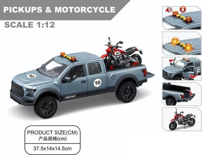 Todoterreno con luces, sonidos y motocicleta