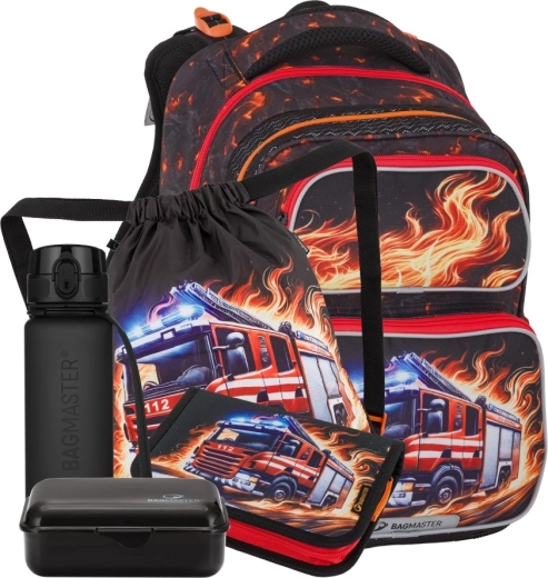 Set escolar Bagmaster para niña DOPI bomberos para 1.º–3.º curso