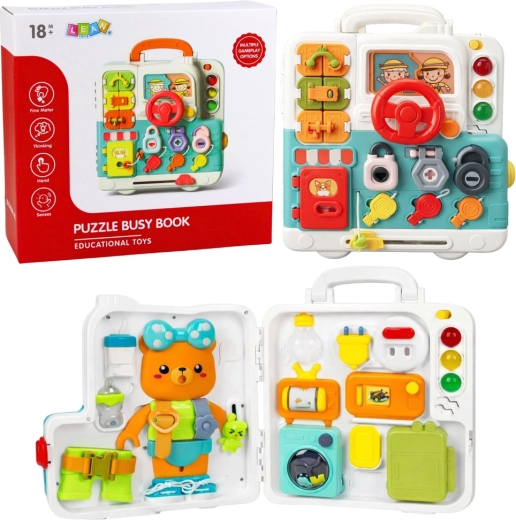 Libro interactivo manipulativo – busy board educativo con luces y sonidos, 16 elementos