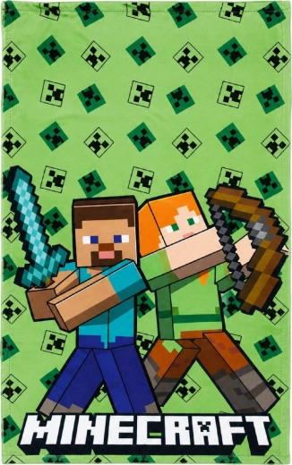 Toalla Minecraft 30 × 50 cm verde – Steve y Alex