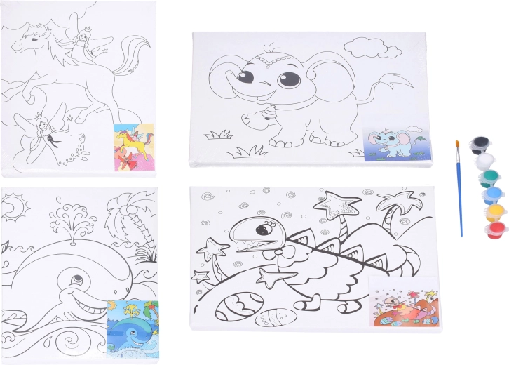 Lienzo para pintar con plantilla 30 × 24 cm con pinturas y pincel