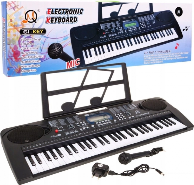 Teclado infantil con micrófono y atril para partituras