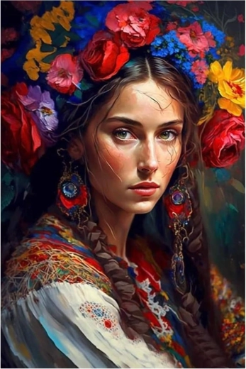 Pintura de diamantes – mujer eslava 30 × 40 cm