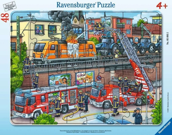 Puzzle RAVENSBURGER bomberos en acción 48 piezas
