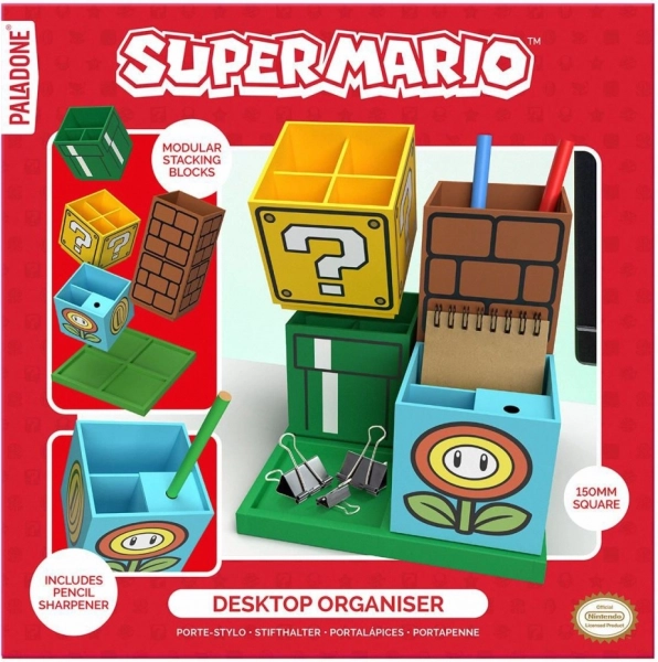 Organizador Super Mario – soporte modular para lápices con sacapuntas