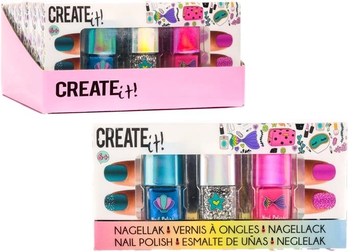 Create It! esmalte de uñas Mermaid – set de 3 colores con purpurina