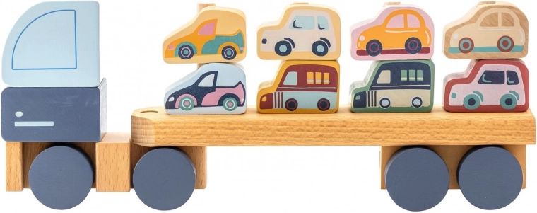 Camión pastel Cubika con coches – rompecabezas de madera de 12 piezas