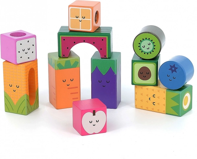 Vilac cubos sonoros de frutas – set sensorial de madera 11 uds