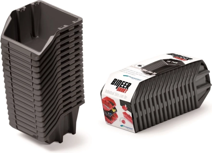 Set de cajas de almacenamiento 16 uds Bineer Short, 234 × 77 × 92 mm, negra