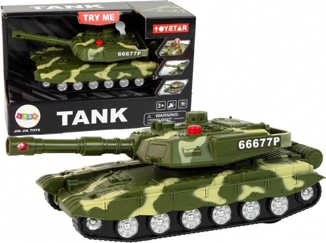 Tanque militar con propulsión por fricción, sonido y luces
