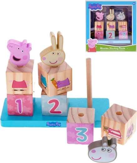 Cubos de madera ensartables Peppa Pig, 9 piezas
