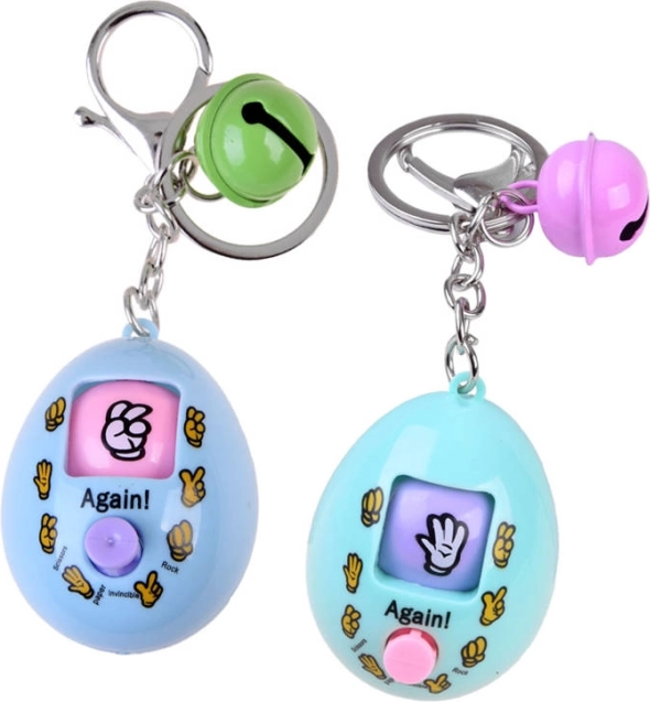 Llavero electrónico con juego de piedra–tijeras–papel en forma de huevito – Llavero