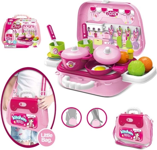 Bolso infantil 2 en 1 con set de cocina
