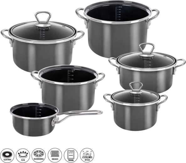 Juego de utensilios de cocina esmaltados Metalic Lem de 9 piezas