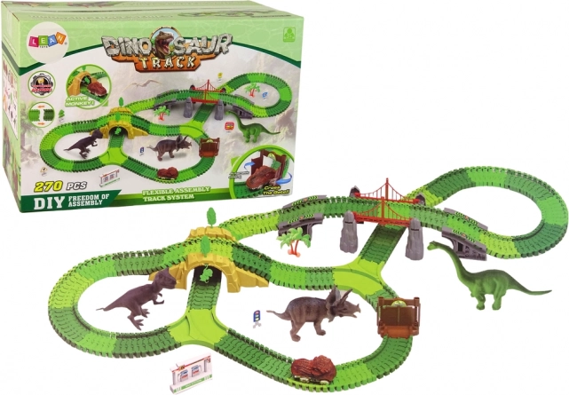 Pista para dinosaurios de 270 piezas con accesorios