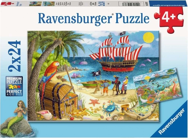 Puzzle Ravensburger Piratas y hadas marinas 2×24 piezas
