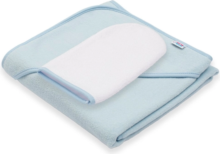 Toalla infantil de rizo con capucha NEW BABY BASIC 80 × 80 cm azul