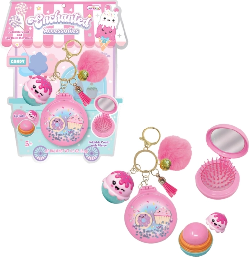 Llavero con bálsamo labial y mini peine – Dulces - 1 pieza