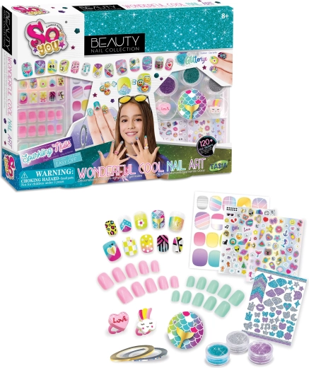Tasia gran set de uñas con purpurina y anillos para niños