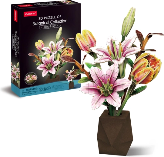 CubicFun puzzle 3D colección botánica tulipanes y lirios, 103 piezas