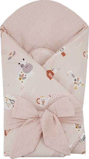 Envoltorio ecológico de muselina con inserto de coco extraíble My farma, rosa empolvado, 75 × 75 cm