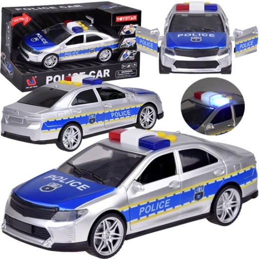Coche de policía con luces y sonidos, puertas que se abren