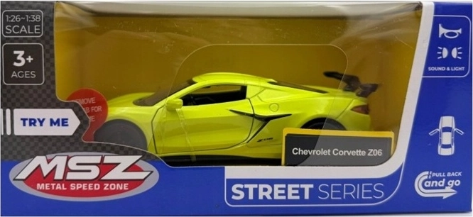 MSZ Chevrolet Corvette C8 con luz y sonido, amarilla