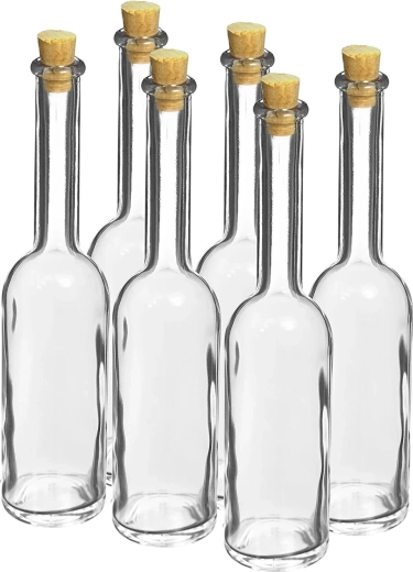 Botella de vidrio de 100 ml con tapón de corcho, set de 6 uds.