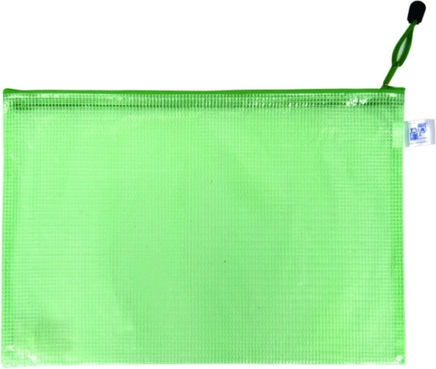 Sobre A4 con cremallera de malla verde