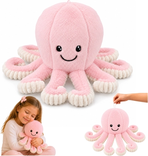 Pulpo de peluche con tentáculos elásticos rosa 50 cm