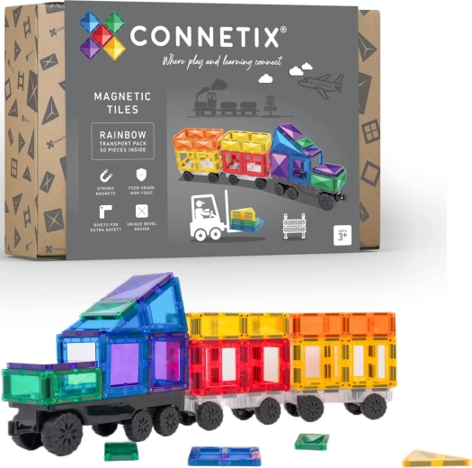 Connetix Rainbow Transport Pack juego de construcción magnético 50 piezas
