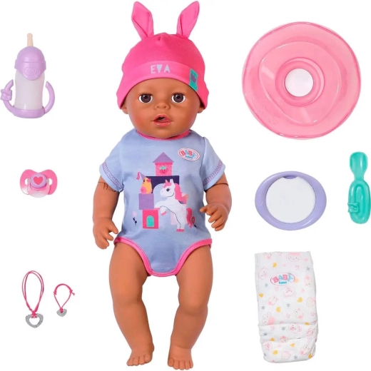 Muñeca BABY born Eva Click & Play 43 cm con mano mágica y accesorios