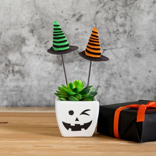 Decoración de Halloween para maceta – sombreros de bruja, set de 3 unidades