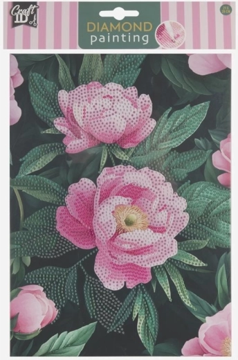 Pintura de diamantes sobre cartón Peonías 29 × 21 cm