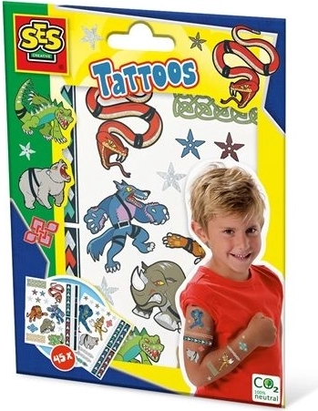 Tatuajes temporales metálicos SES para niños – guerreros animales