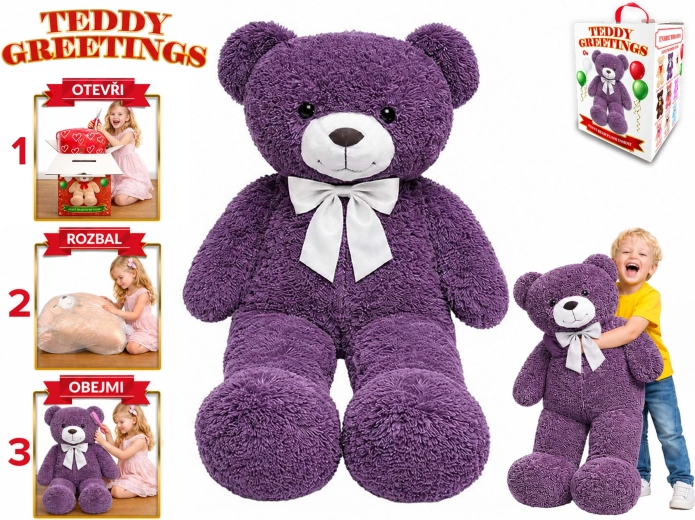 Oso de peluche Teddy Greetings con lazo, 120 cm, beige
