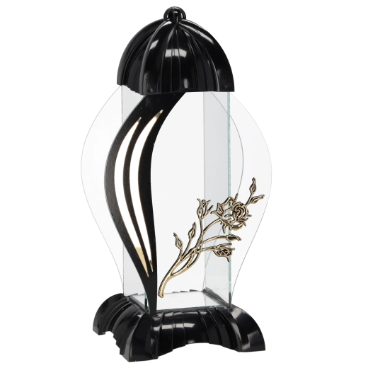 Farol con motivo de rosa Róża, negro, 39 cm - 1 pieza