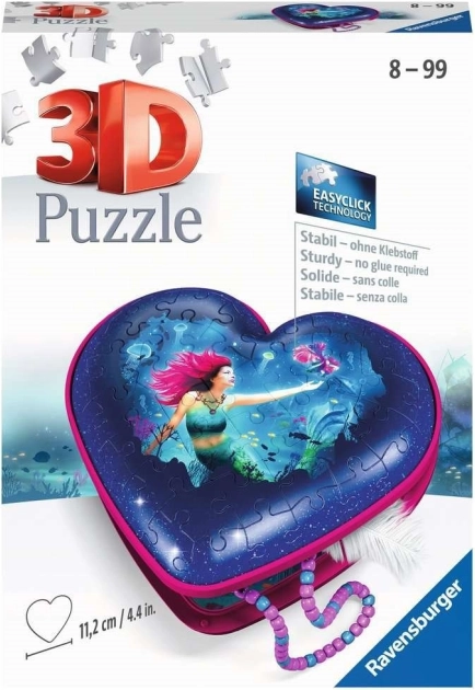 RAVENSBURGER puzzle 3D corazón sirena – joyero, 54 piezas