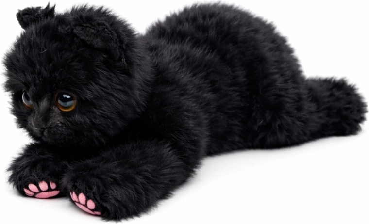 Gato de peluche negro tumbado 38 cm
