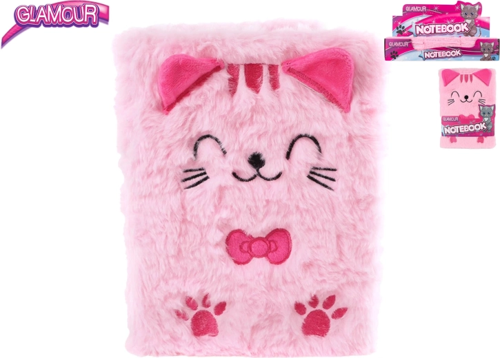 Cuaderno Glamour con motivo de gato de peluche, 80 páginas