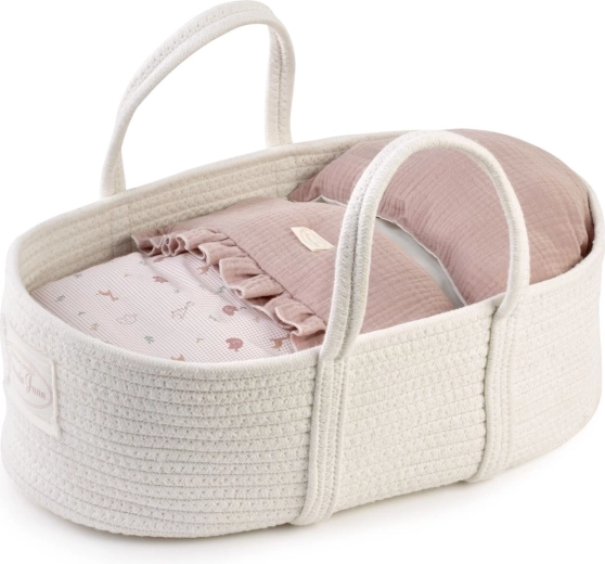 Cesta de Moisés de algodón Antonio Juan Savanna con ropa de cama para muñecas de hasta 42 cm