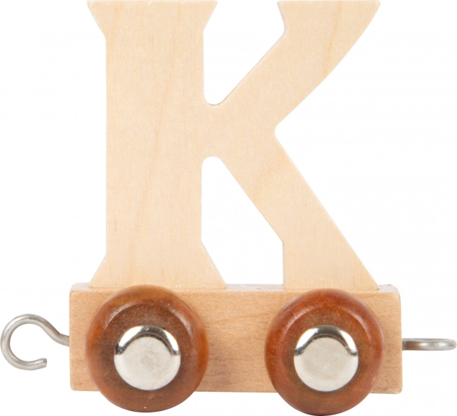 Vagón de madera con la letra K para vía de tren small foot