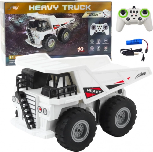 Volquete RC HEAVY TRUCK 1:24 blanco con luces y sonidos