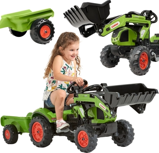 Tractor de pedales Falk Claas Arion 410 con cargador y remolque para niños de 2 a 5 años