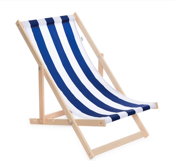 Tumbona plegable de jardín y playa de madera azul-blanca BABY MIX