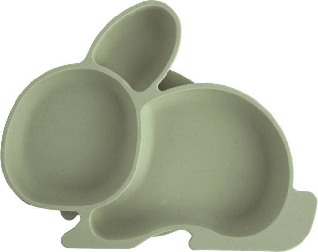 Plato infantil de silicona dividido con conejito, verde 23 × 18,5 × 3,5 cm