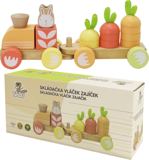 Tren de madera apilable BABU con conejito – de un solo vagón